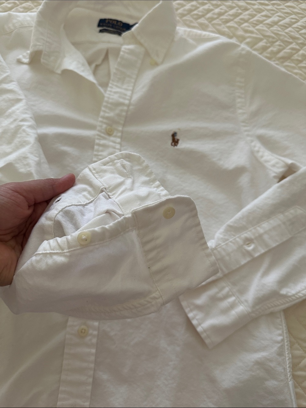 Polo by Ralph Lauren White Button-Down Oxford Shirt with Pony Logo - Picture 6 of 6